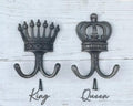 KING & QUEEN Crown Coat Hooks Vintage Cast Iron Traditional cast antique Iron hooks - ROYAL Wedding/Anniversary/Housewarming gift idea