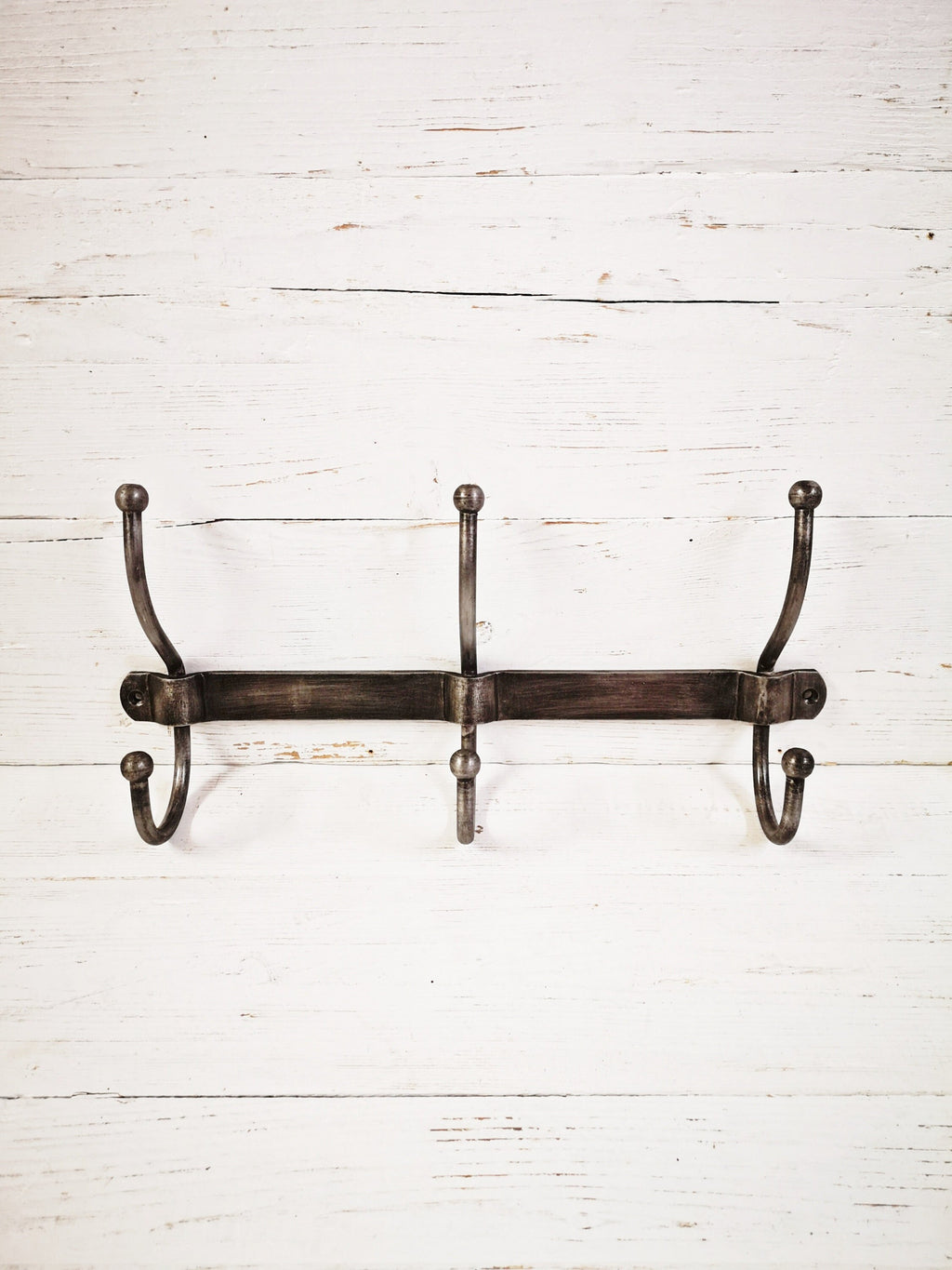 Industrial Style Hook Rail Coat Rack Distressed Galvanised Rustic with 3, 4 or 5 double hooks