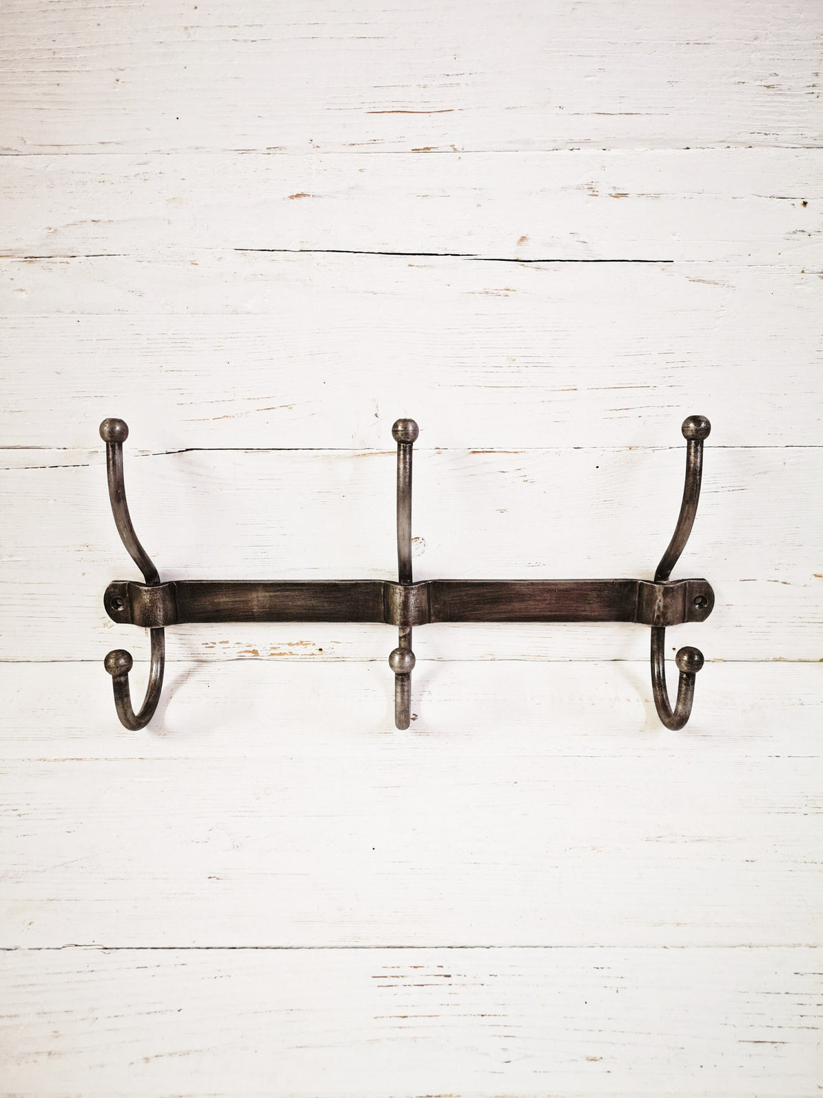 Industrial Style Hook Rail Coat Rack Distressed Galvanised Rustic with 3, 4 or 5 double hooks
