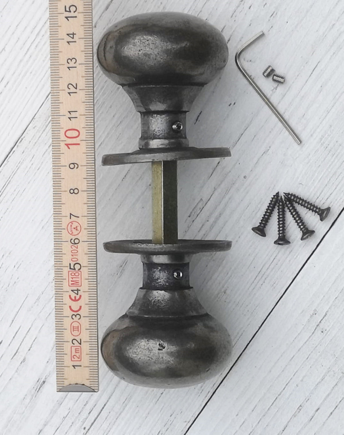 Victorian Cottage Bun Door Knob Cast Iron Antique Iron 50mm Diameter Old Period Traditional Mortice Rim Lock Handles Sold as Pair