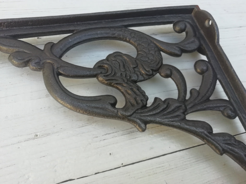 1pc LARGE Shelf Bracket SERPENT Design Cast antique Iron 24cm x 26cm book shelf Wall Bracket Support