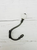 Coat Hook ALBANY Acorn style tip and Off-White Ceramic Shell Tip antique 6″