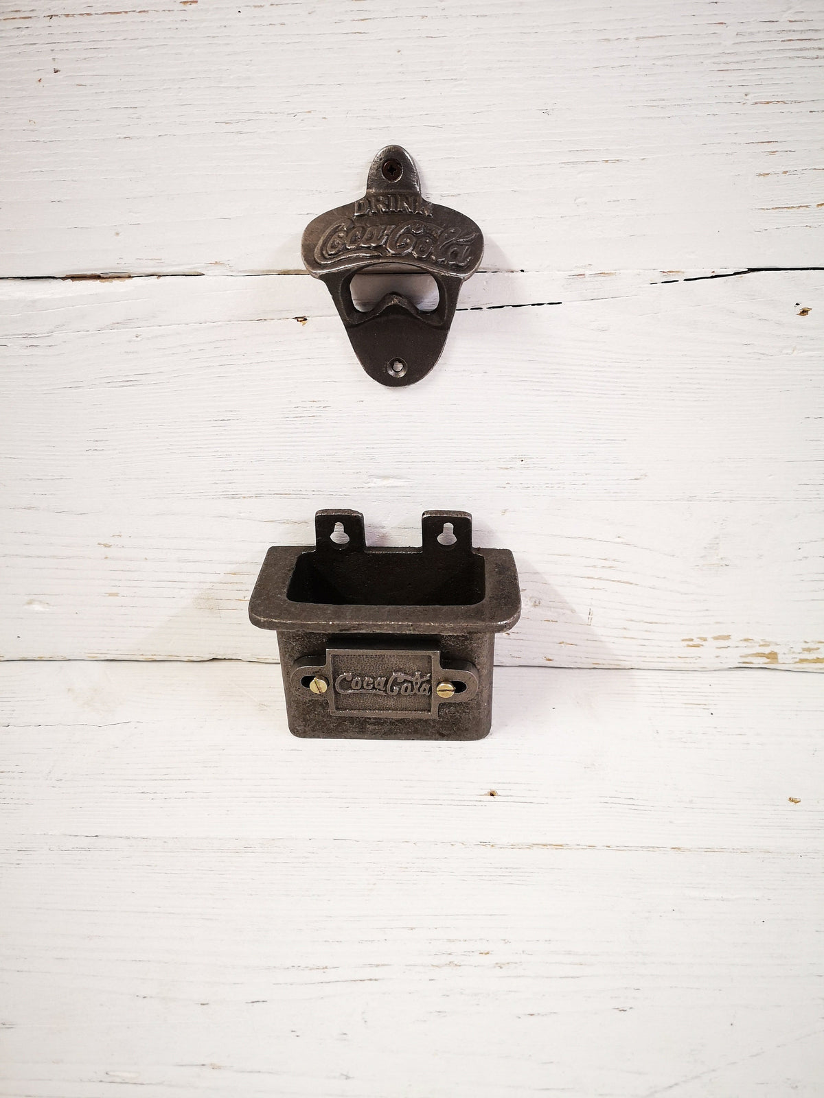 Bottle Opener Wall Mounted COCA COLA Beer Bottle Opener with Cap Catcher Cast antique Iron, Great gift idea, Barware