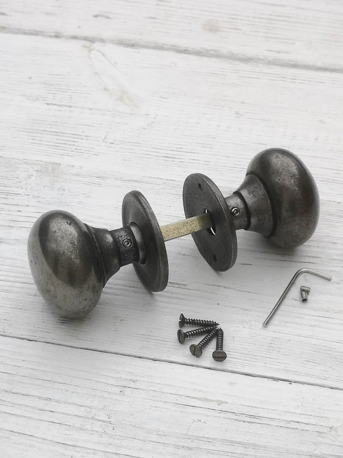 Victorian Cottage Bun Door Knob Cast Iron Antique Iron 50mm Diameter Old Period Traditional Mortice Rim Lock Handles Sold as Pair