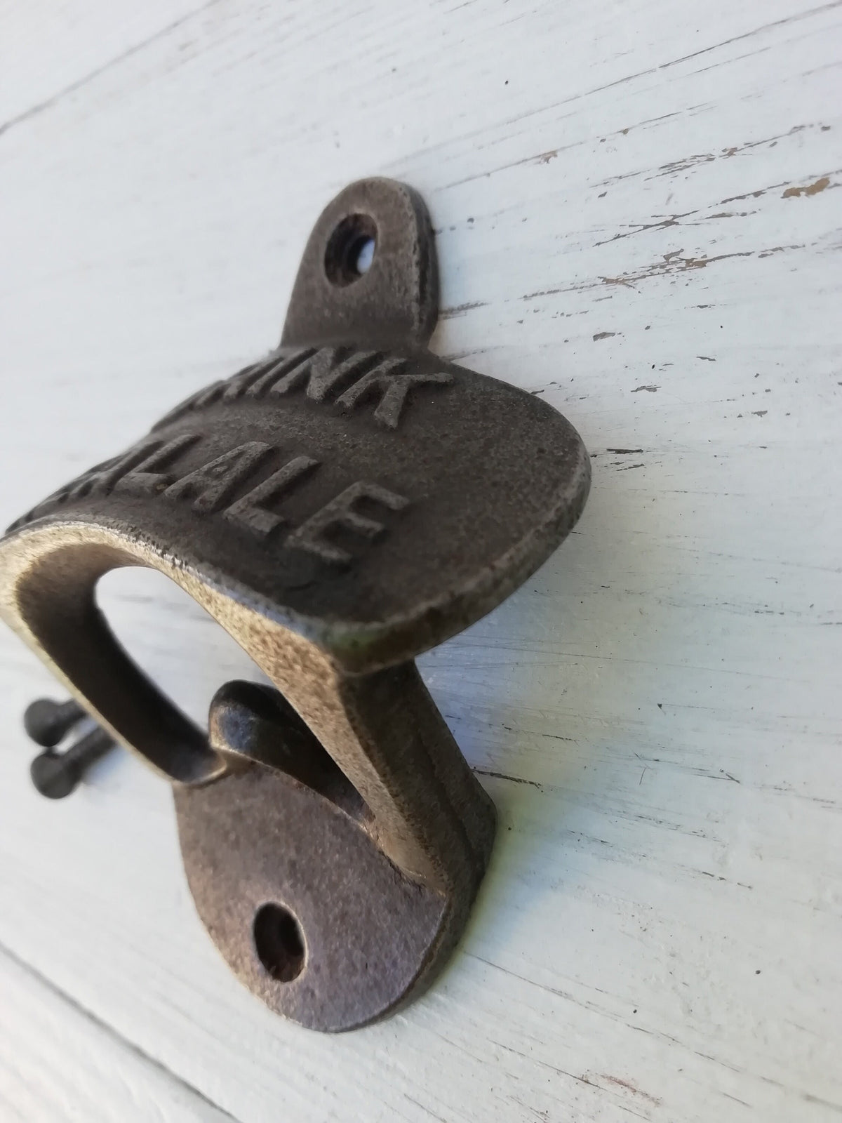 Bottle Opener Wall Mounted DRINK REAL ALE Cast antique Iron, Great gift idea
