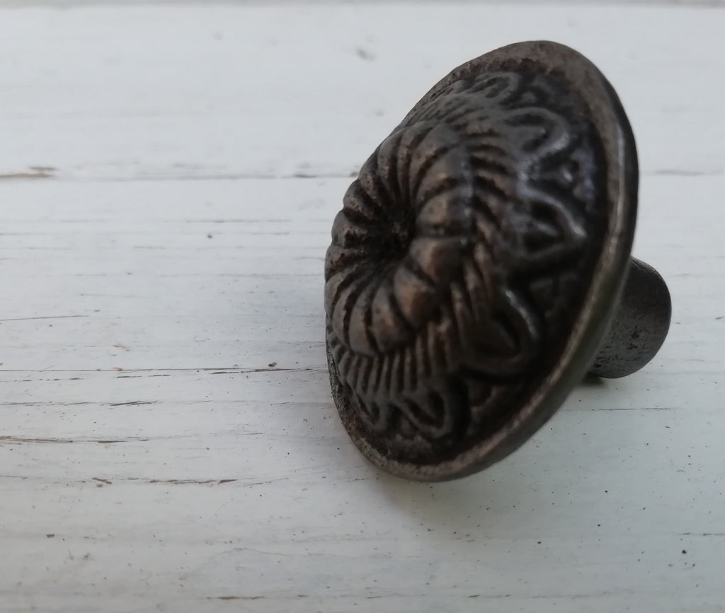 Cupboard Knob screw ORNATE design Cast antique Iron 35mm diameter Drawer Cupboard  Cabinet Handle door shabby chic Cast Iron, Puller Handle