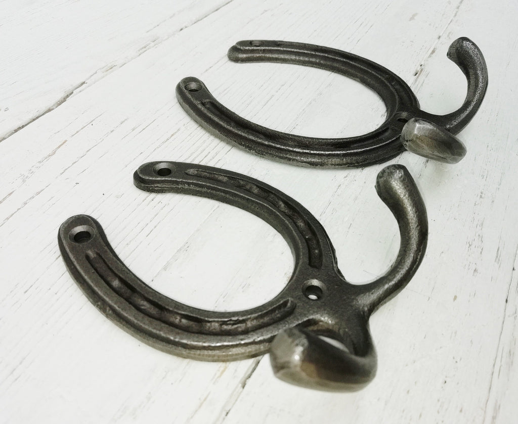 Coat Hooks Vintage Cast Iron Traditional cast antique Iron HORSE SHOUE hooks - For Good Luck! Wedding/Anniversary/House warming gift idea