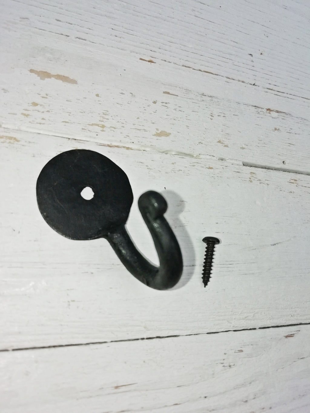 KEY HOOK Single PENNY end Hand forged Black Beeswax 1.5″ / 40mm