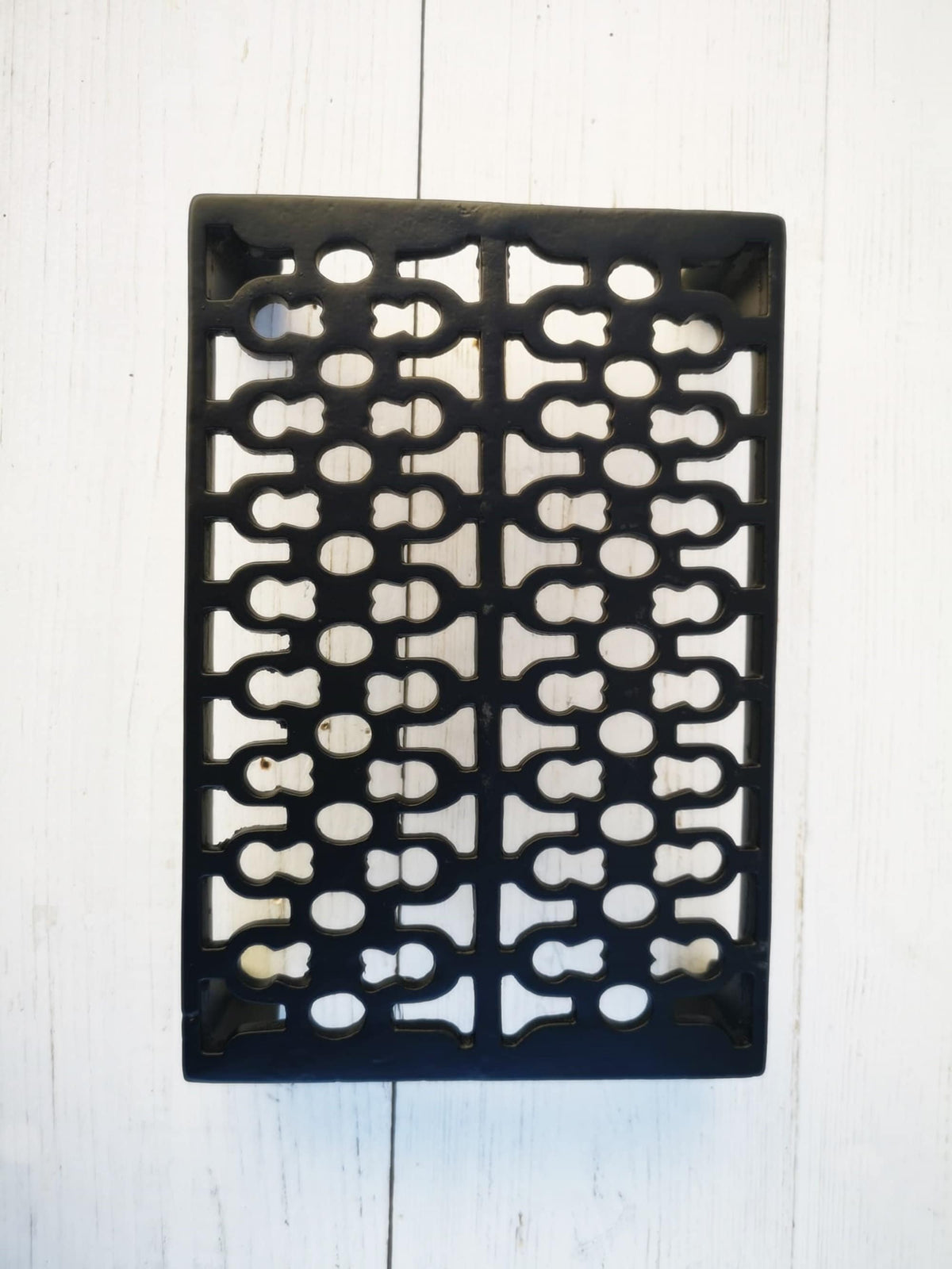 Cast Iron Air Brick/ Trivet stand Vent Victorian style, hot pot stand - 9'' x 6'' Epoxy BLACK