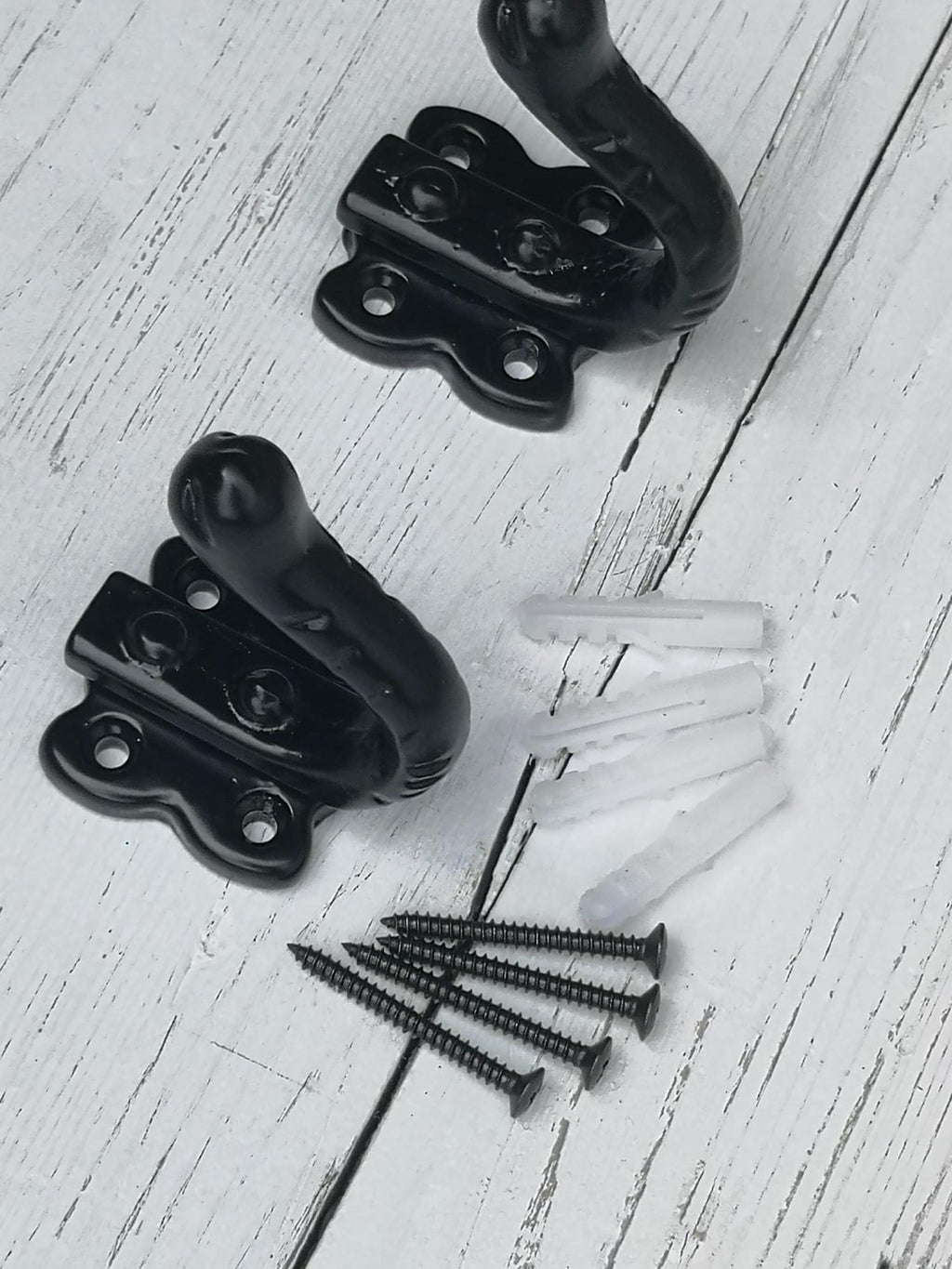 Steel Tudor Coat single Hooks Black powdered finish Wrought Iron Hammered Effect Screws included. Butterfly design