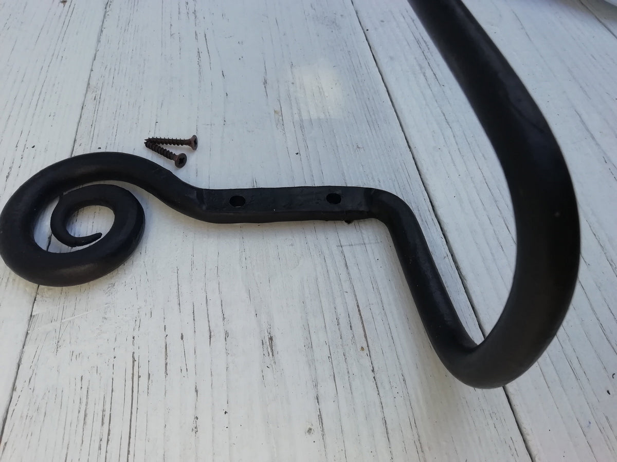 Epoxy BLACK Toilet Roll Holder Curly Tail Hand-Forged antique Iron 150mm Rustic/Vintage Decor, Bathroom Decor, Loo Roll Holder