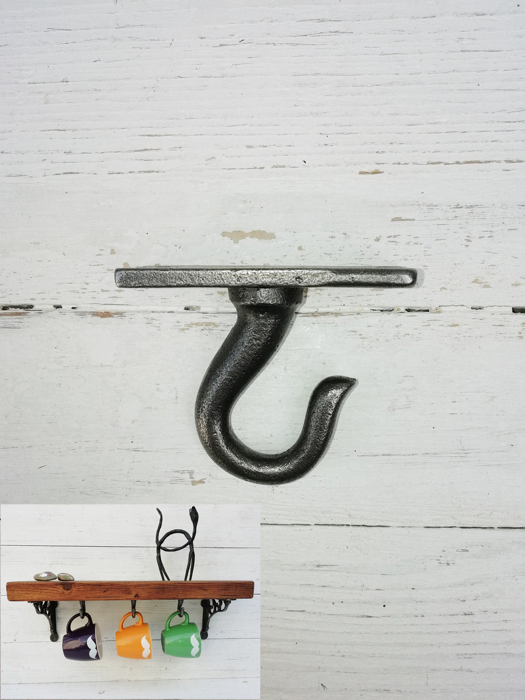Cup hooks, Utility Hooks, Mug hooks, coat hanger shelf cast antique iron hanging single hooks Drink Barware