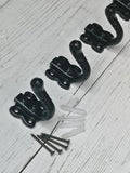Steel Tudor Coat single Hooks Black powdered finish Wrought Iron Hammered Effect Screws included. Butterfly design