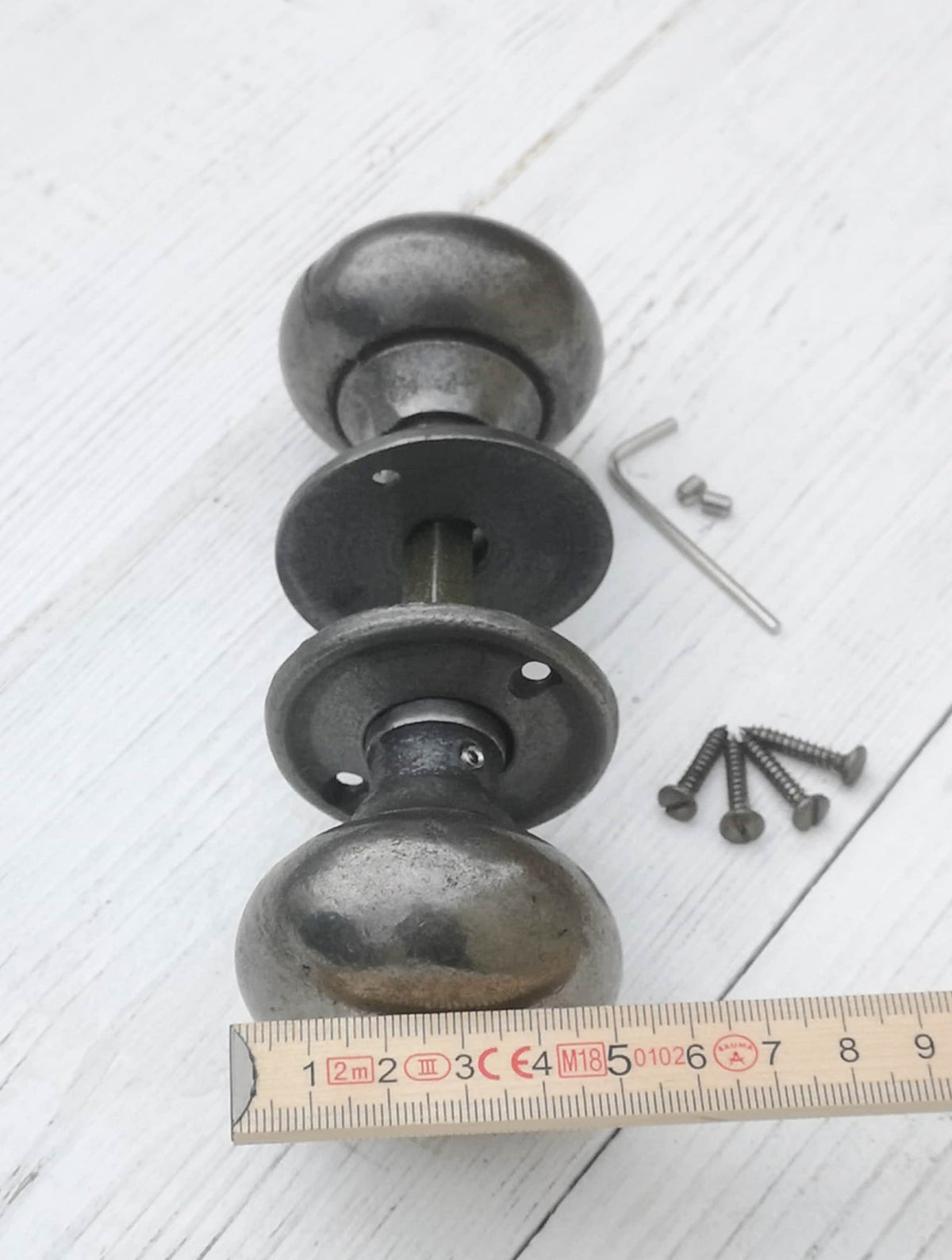 Victorian Cottage Bun Door Knob Cast Iron Antique Iron 50mm Diameter Old Period Traditional Mortice Rim Lock Handles Sold as Pair