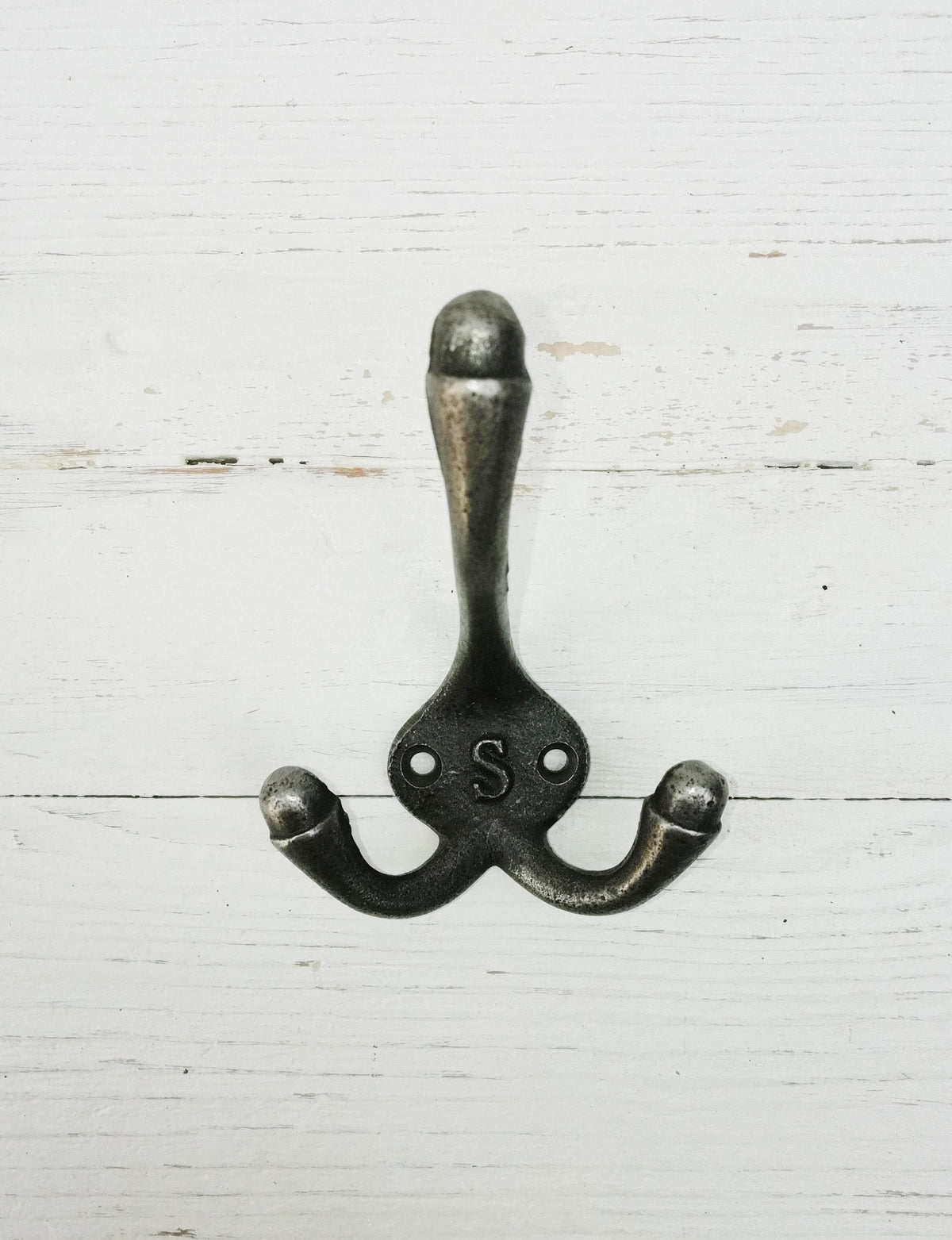 Simple triple 'S' Coat Hook - Retro Antique Finish Cast antique Iron 9cm