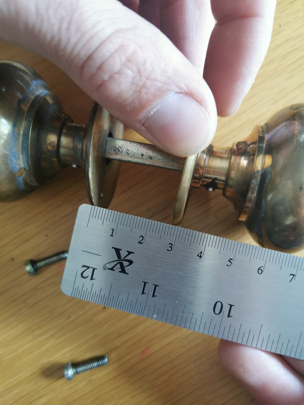 Cottage Door Knob Handle Hollow Natural antique aged Brass 55mm Antique Old Period Traditional Brass & Mortice Rim Lock Handles Sold as Pair