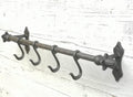 Kitchen utensils pipe hook rail rack with finial ends wall mounted with 4 kitchen sliding hooks, pots/pans
