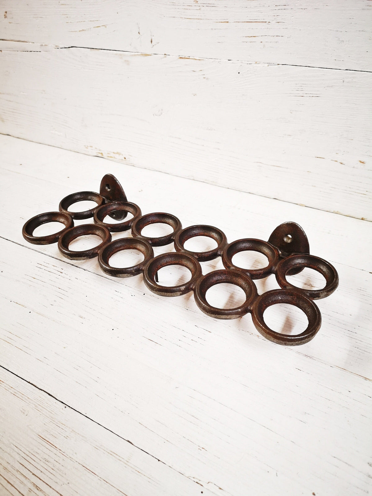 Dozen 12 EGG HOLDER wall mounted cast iron rustic old vintage style farmhouse country cottage kitchen egg stand holder tray rack 13''