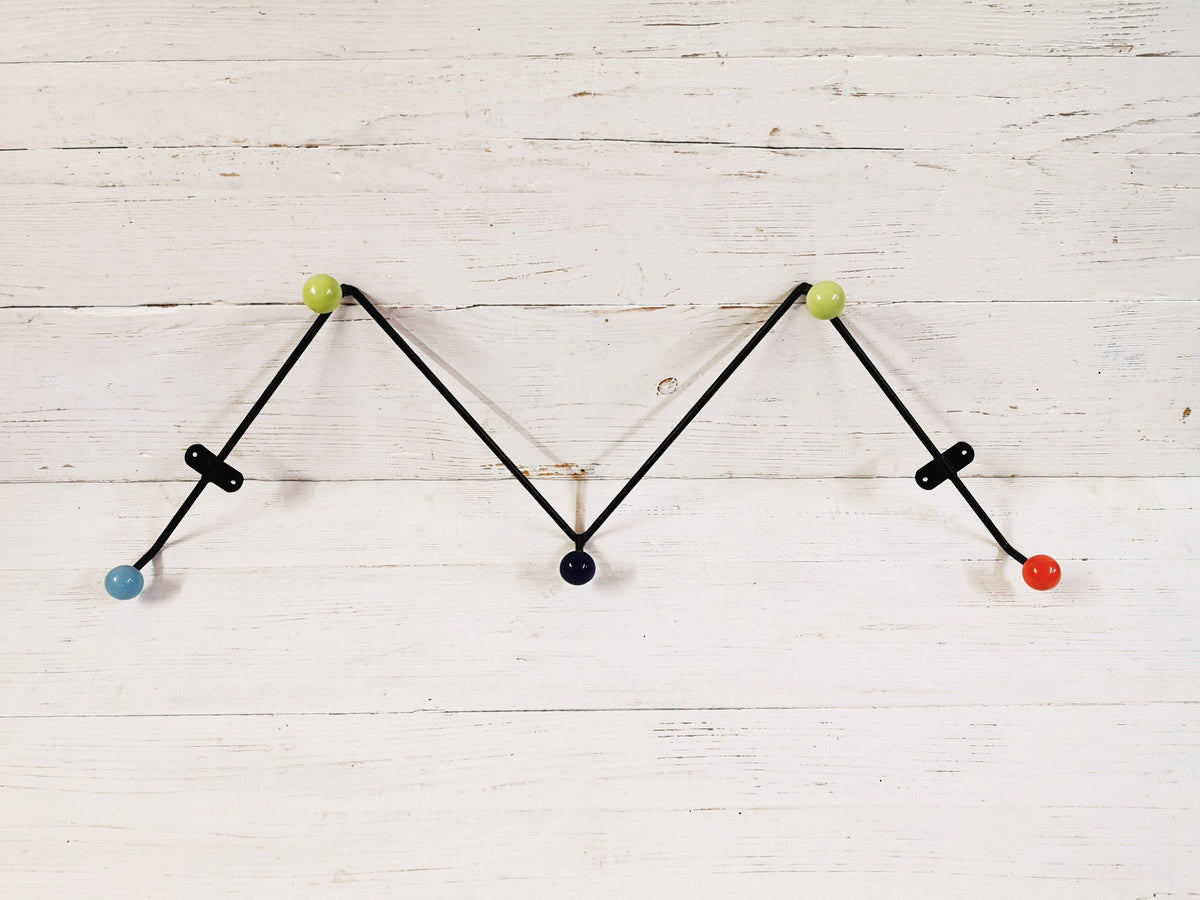 Industrial Style Hook Rail Coat Rack Rustic Vintage satin colourful with 5 hooks