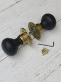 Ebony Black Wooden Rim Lock Mortice Door Knobs old vintage retro vintage knobs Ebony with brass plate