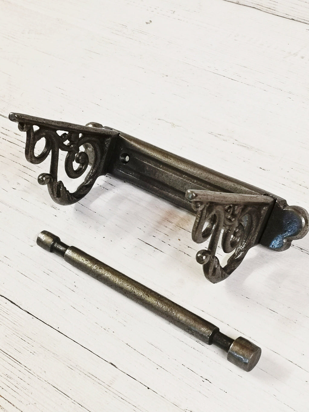 Toilet roll holder cast antique iron - very elegant, scroll design. Wall mounted Choose from London GNER or Traditional