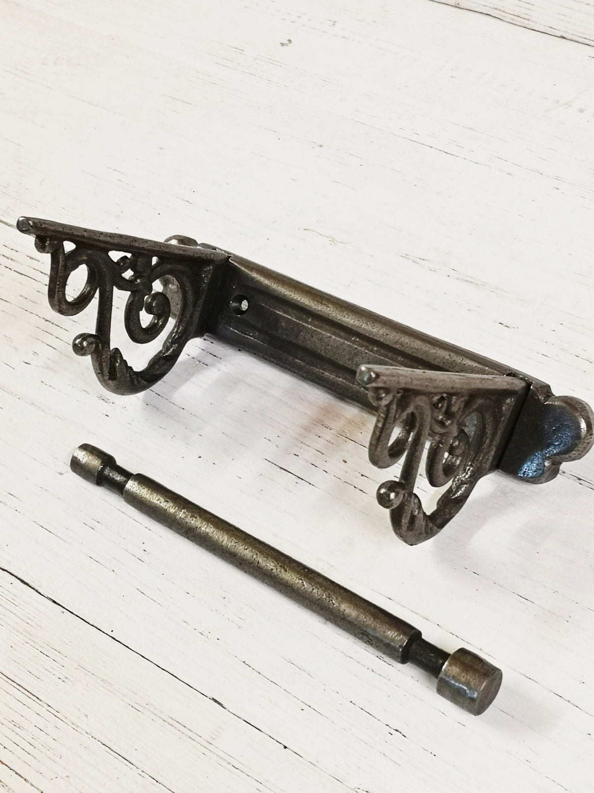 Toilet roll holder cast antique iron - very elegant, scroll design. Wall mounted Choose from London GNER or Traditional