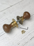 Teak Wood Rim Lock Mortice Door Knobs old vintage retro vintage knobs Teak with brass plate