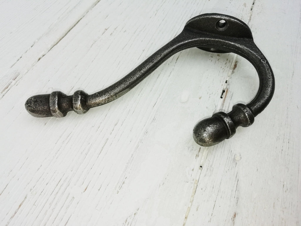 Coat Hook Double ACORN tip antique cast iron hook