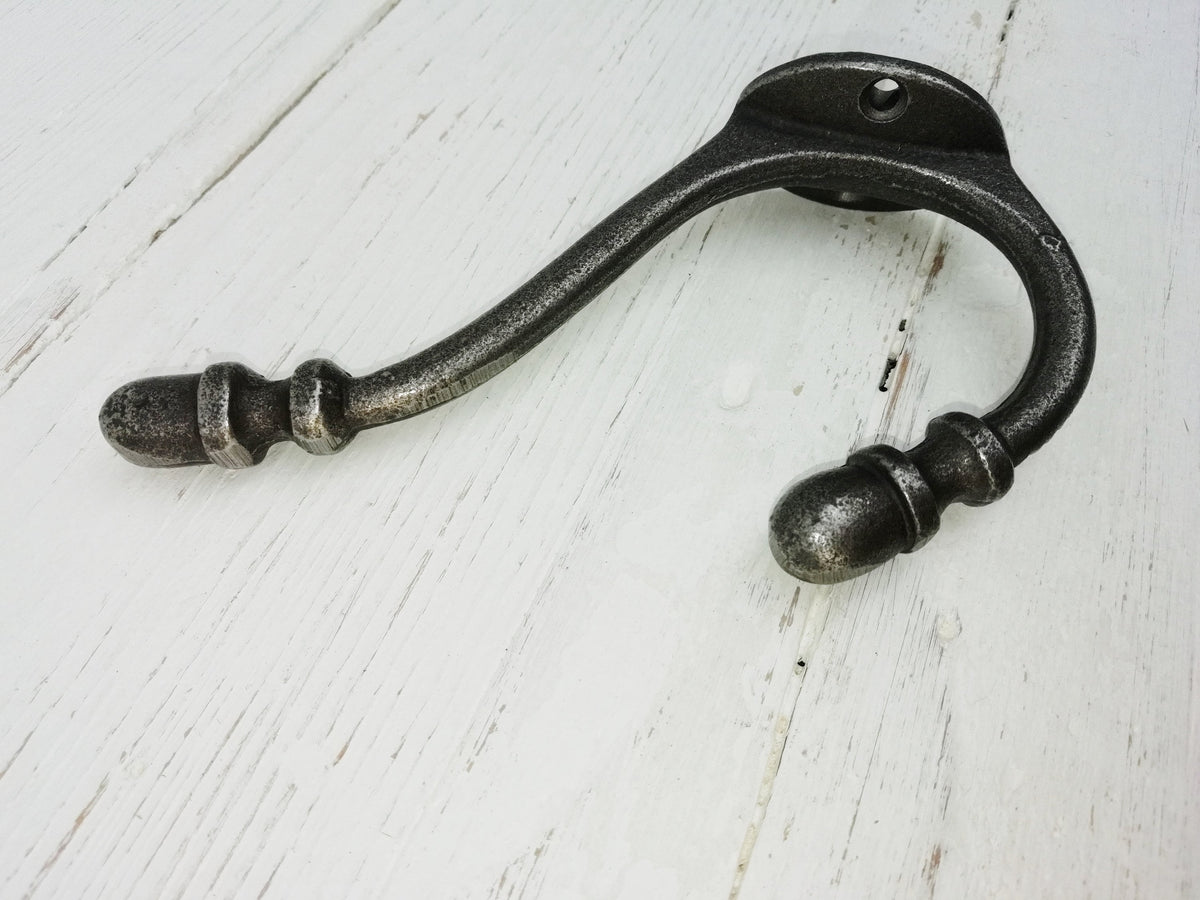 Coat Hook Double ACORN tip antique cast iron hook