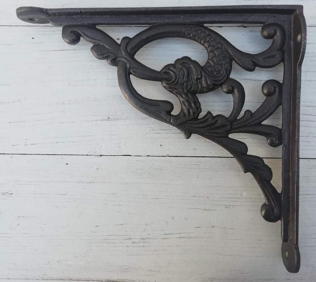 1pc LARGE Shelf Bracket SERPENT Design Cast antique Iron 24cm x 26cm book shelf Wall Bracket Support