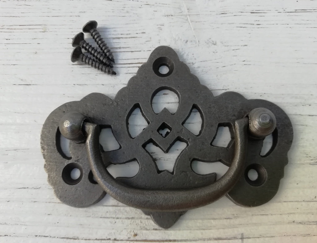 Drop Handle DASTAKI Lattice Cup Drawer Cupboard  Cabinet Handle door Bow handle Metal colour Cast Iron, Puller Handle Square lipped