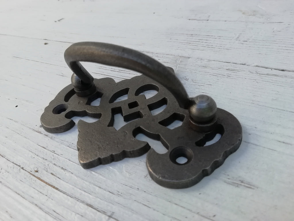 Drop Handle DASTAKI Lattice Cup Drawer Cupboard  Cabinet Handle door Bow handle Metal colour Cast Iron, Puller Handle Square lipped