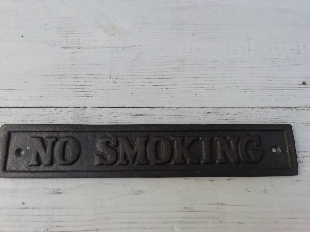 Cast Iron 'NO SMOKING' Door Plaque Wall Sign Cast Iron Room vintage retro Industrial. For Pub Restaurant Cafe