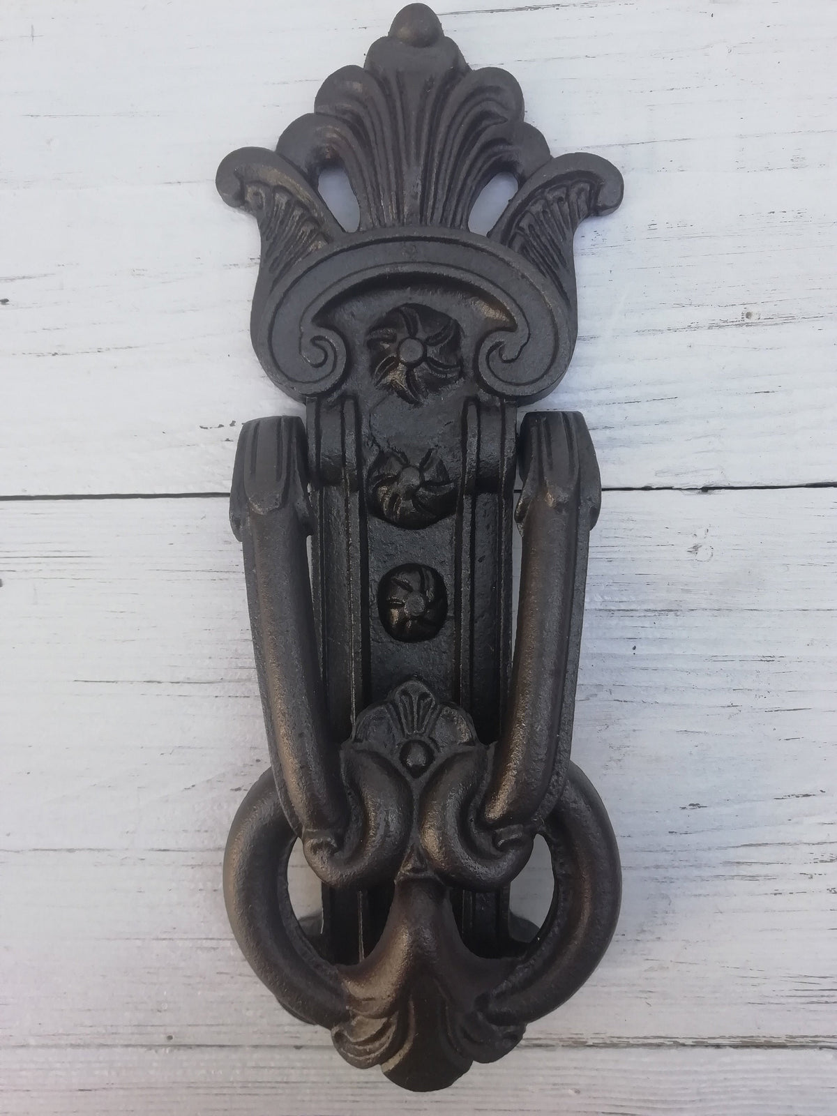 Stunning Classical cast antique iron large Door Knocker KENRICK Design. Heavy!