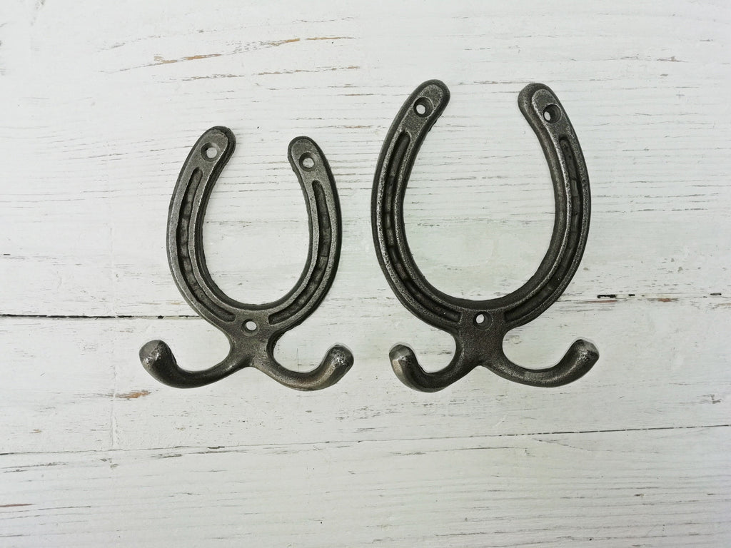 Coat Hooks Vintage Cast Iron Traditional cast antique Iron HORSE SHOUE hooks - For Good Luck! Wedding/Anniversary/House warming gift idea