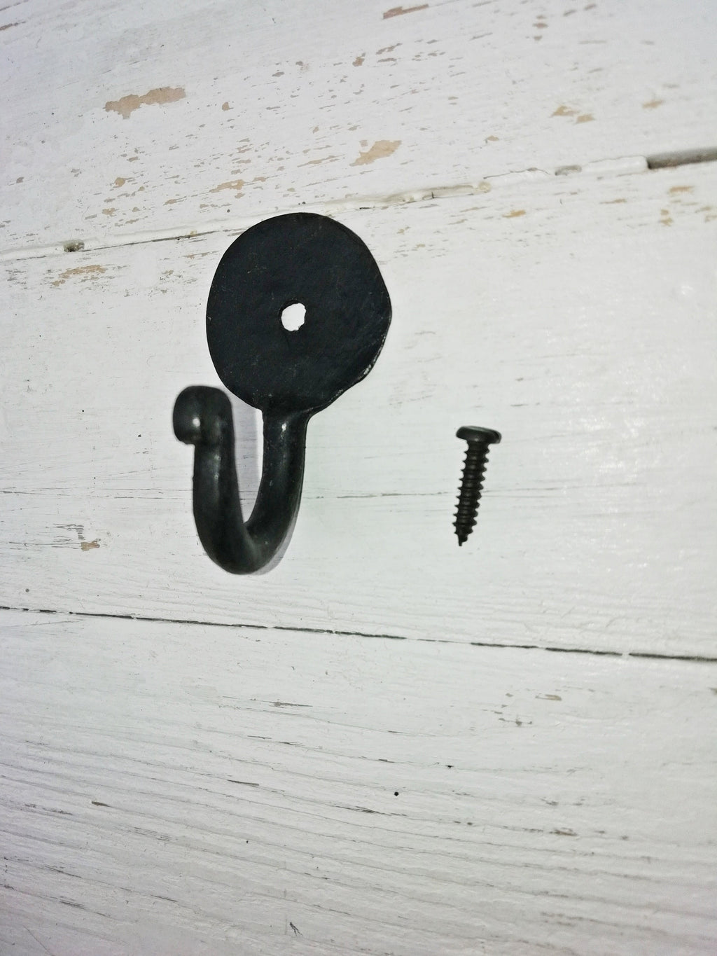 KEY HOOK Single PENNY end Hand forged Black Beeswax 1.5″ / 40mm