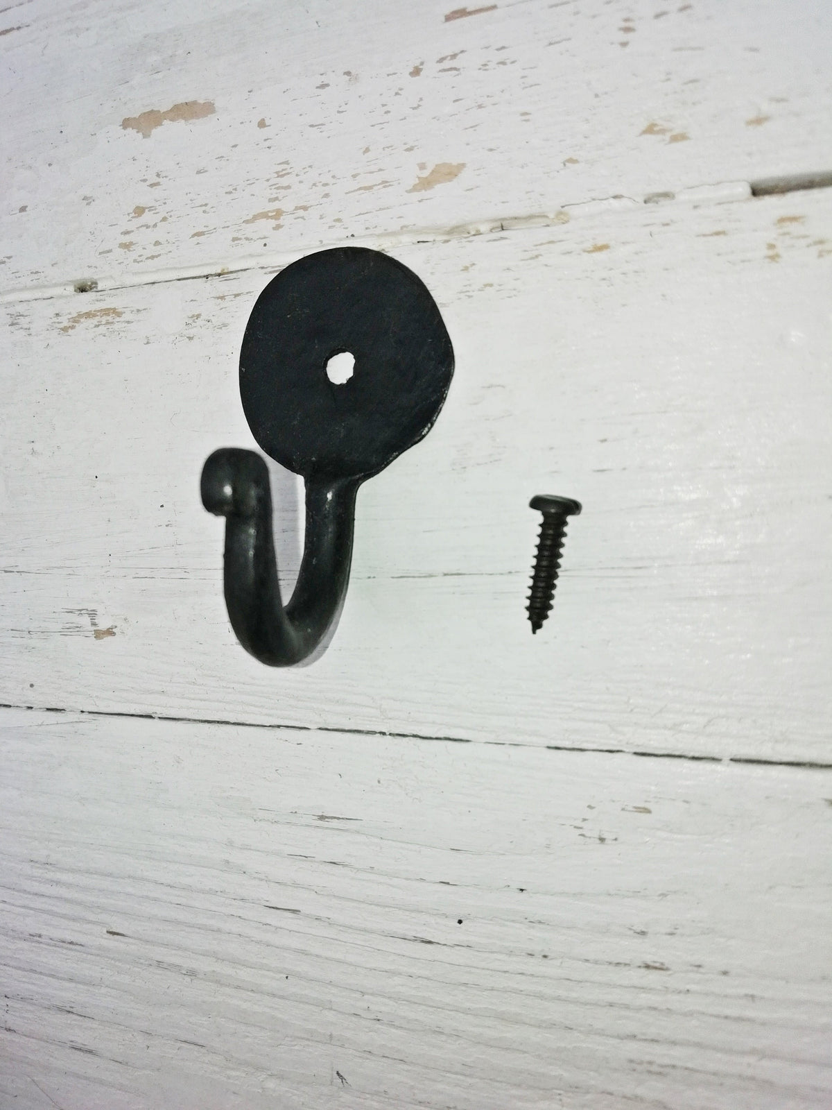 KEY HOOK Single PENNY end Hand forged Black Beeswax 1.5″ / 40mm