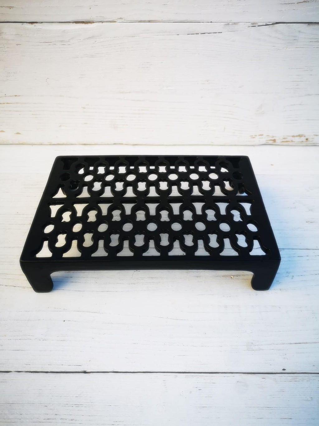 Cast Iron Air Brick/ Trivet stand Vent Victorian style, hot pot stand - 9'' x 6'' Epoxy BLACK