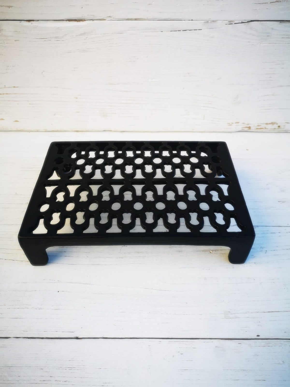 Cast Iron Air Brick/ Trivet stand Vent Victorian style, hot pot stand - 9'' x 6'' Epoxy BLACK
