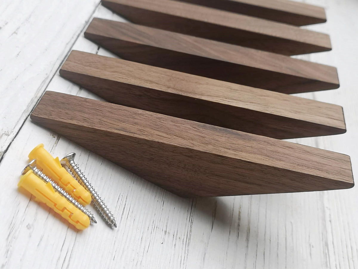 Walnut Wood Wall Coat Hooks, Decorative Wall Hooks, Towel Hangers, Hooks for Walls, Storage Solutions. Solid wood. Scandinavian style modern
