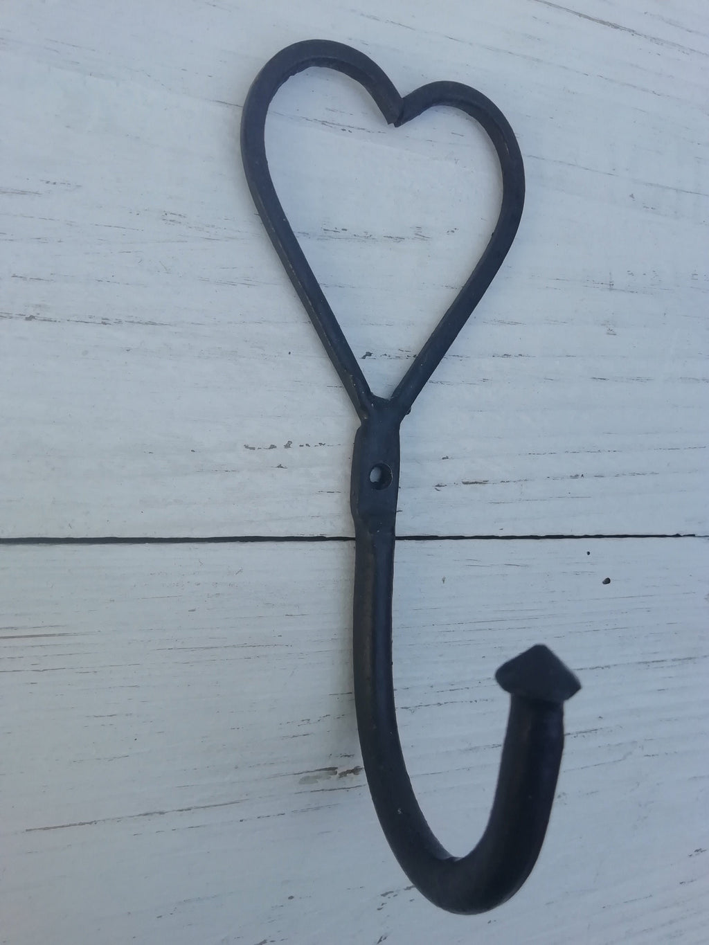Wrought Iron Hand-forged Black Love Heart Hooks - Wall Entryway Iron Rustic Metal Shabby Kitchen Bedroom Bathroom Coat Pegs Hooks