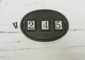 DOOR NUMBER Oval Cast antique iron and Ceramic tile Number/Letter House Number Plaque Sign 15cm x 10.2cm Landscape