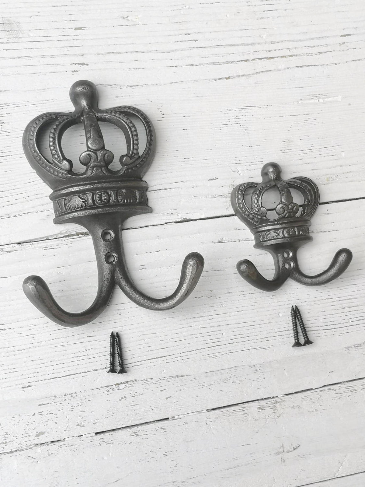 KING & QUEEN Crown Coat Hooks Vintage Cast Iron Traditional cast antique Iron hooks - ROYAL Wedding/Anniversary/Housewarming gift idea