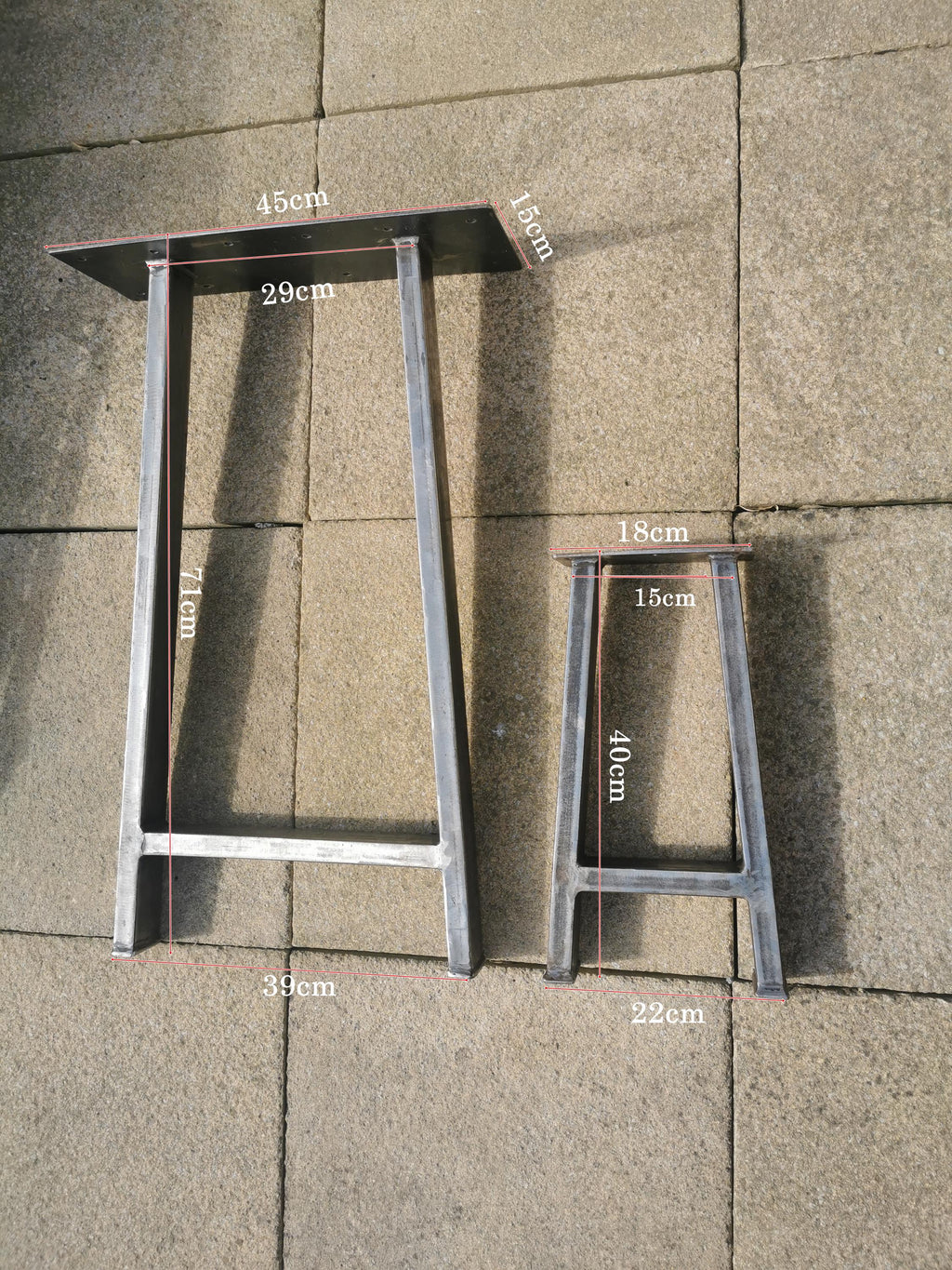 2 x Industrial Metal Table Legs - A Frame Style - Set of 2