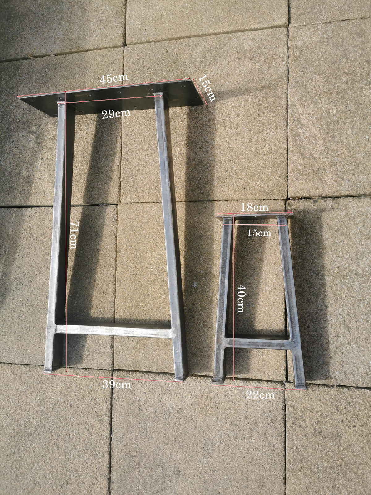 2 x Industrial Metal Table Legs - A Frame Style - Set of 2