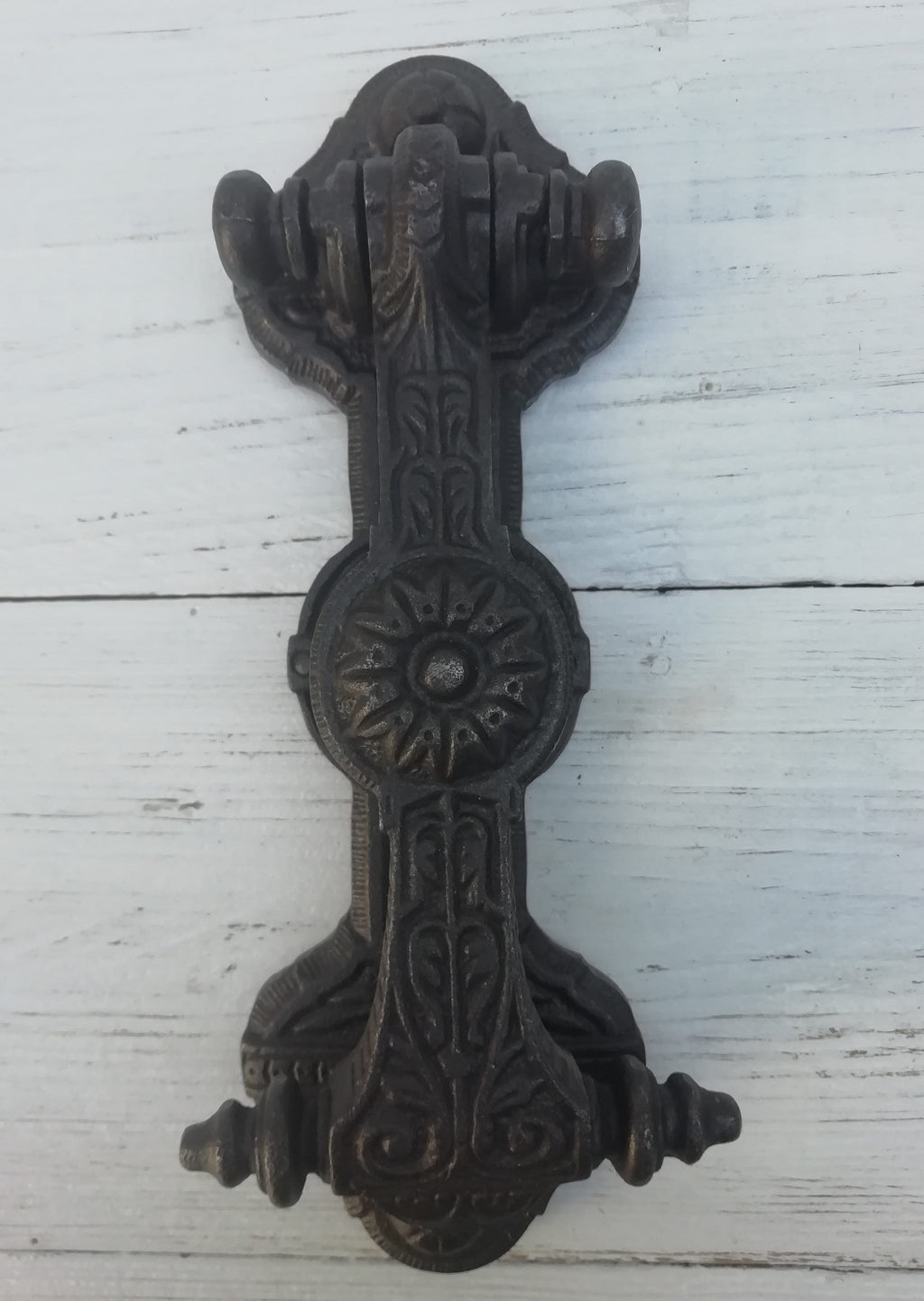 Stunning Classical cast antique iron large Door Knocker REGENCY Design. Heavy!