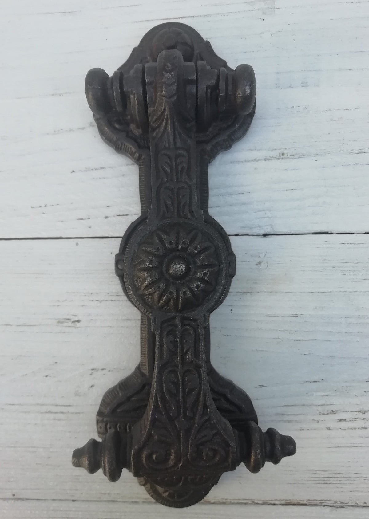 Stunning Classical cast antique iron large Door Knocker REGENCY Design. Heavy!