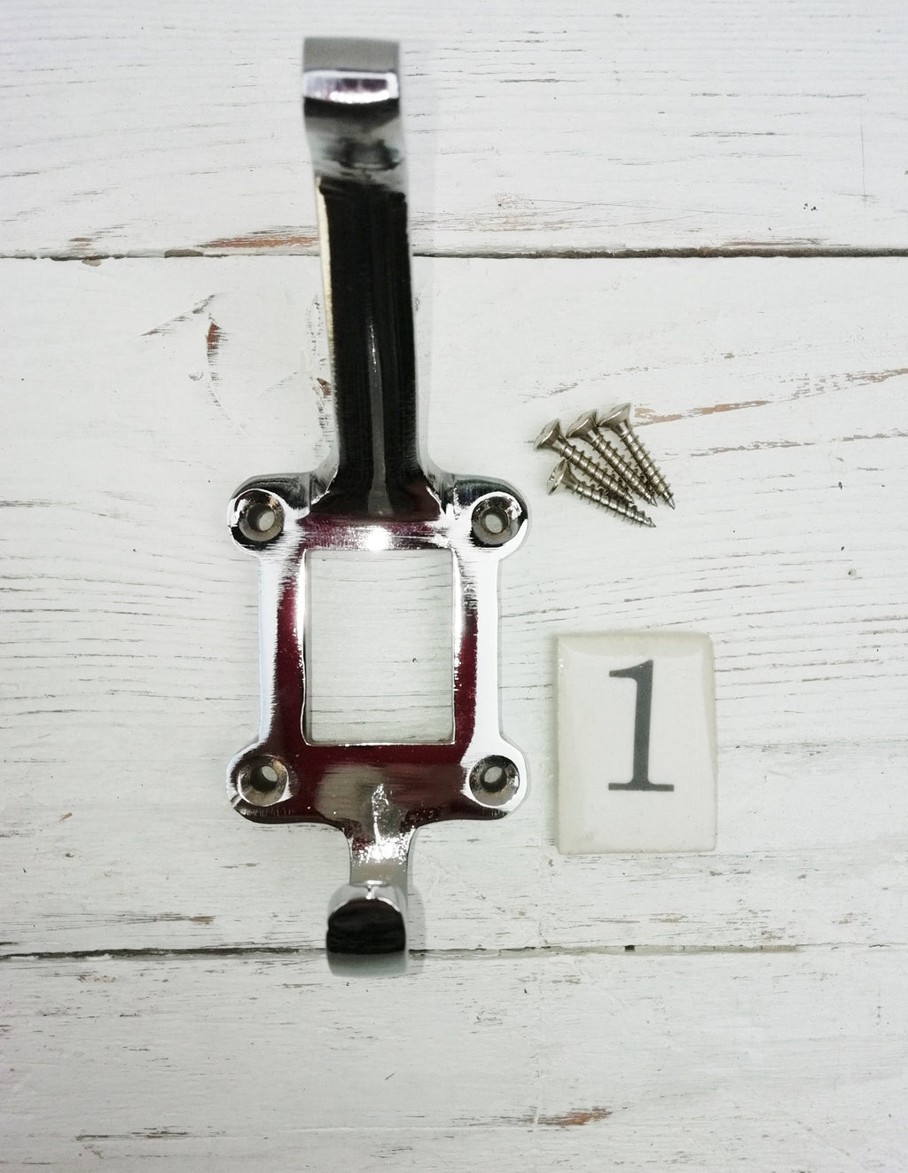 CHROME on Cast Iron hooks Locker hooks, Ceramic insert tiles, School/Cloakroom hooks antique, vintage A-Z 0-10 Numbers, Letters and Symbols