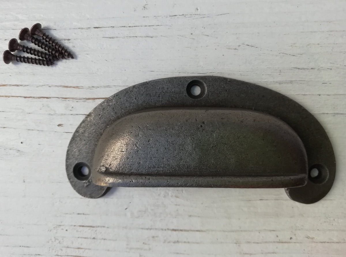 ROUND LIPPED LUGS Cup Drawer Cupboard  Cabinet Handle door Bow handle brown/black Cast Iron, Puller Handle Square lipped