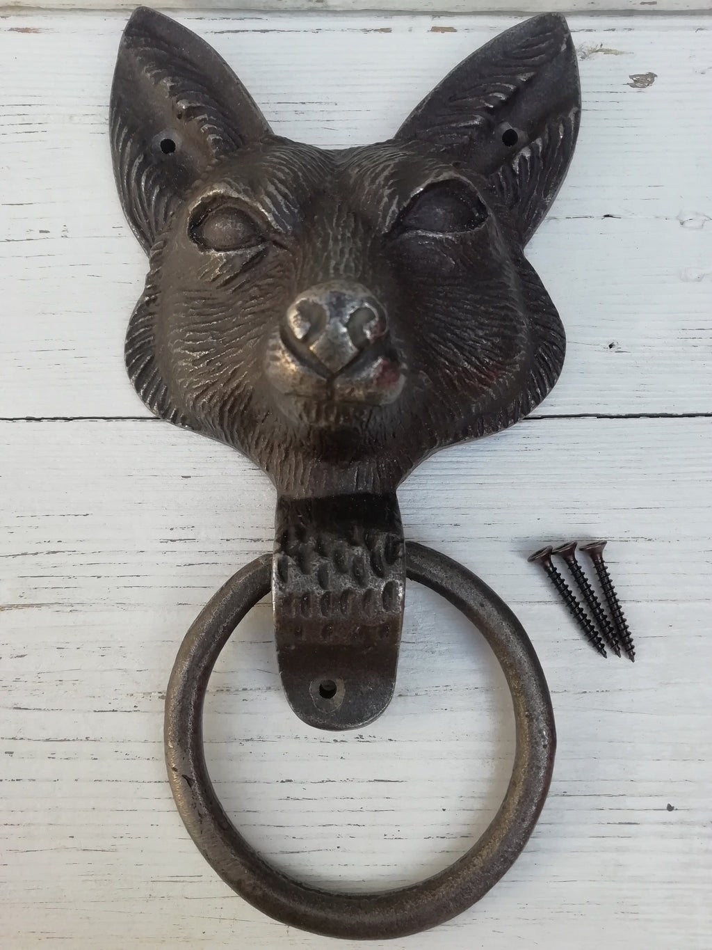 Stunning Classical cast antique iron large Fox design Door Knocker Animal Country Style